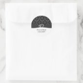 diamante damask charcoal wedding classic round sticker (Bag)