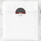 diamante damask red wedding classic round sticker (Bag)