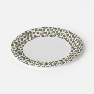 Diamante in green paper plates
