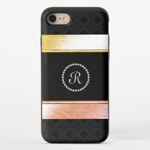 Diamante Monogrammed Watercolor Gold Personalized iPhone 87 Slider Case