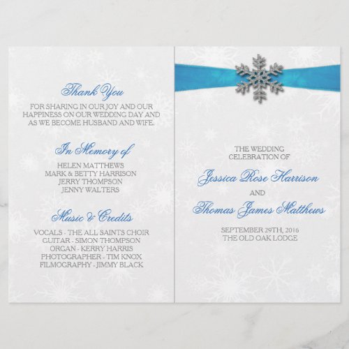 Diamante Snowflake  Blue Ribbon Winter Wedding