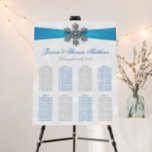 Diamante Snowflake & Blue Ribbon Winter Wedding Foam Board<br><div class="desc">The diamante snowflake & blue ribbon wedding collection is perfect for any couple planning a romantic winter wedding celebration. The design features a light silvery grey and white snowflake textured background with a diamante snowflake on top of a silky looking ribbon. The wording incorporates the same silvery grey and blue...</div>