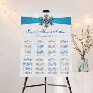 Diamante Snowflake & Blue Ribbon Winter Wedding Foam Board