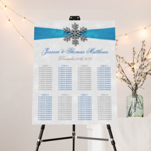 Diamante Snowflake  Blue Ribbon Winter Wedding Foam Board