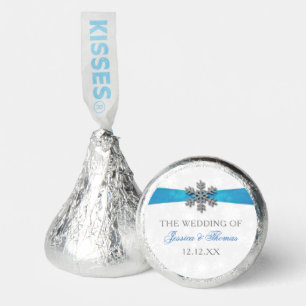 Diamante Snowflake & Blue Ribbon Winter Wedding Hershey®'s Kisses®
