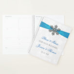 Diamante Snowflake & Blue Ribbon Winter Wedding Planner<br><div class="desc">Get ready for your big day in style with this elegant and very trendy wedding planner. The design is easy to personalize with your own names and wedding date and you can keep all your design ideas, important wedding information and much more safely together in this personalized planner. Matching wedding...</div>