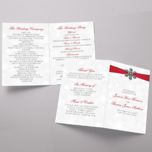 Diamante Snowflake & Red Ribbon Winter Wedding
