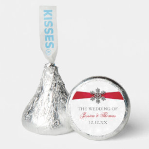 Diamante Snowflake & Red Ribbon Winter Wedding Hershey®'s Kisses®