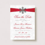 Diamante Snowflake & Red Ribbon Winter Wedding Invitation<br><div class="desc">The diamante snowflake & red ribbon wedding collection is perfect for any couple planning a romantic winter wedding celebration. The design features a light silvery grey and white snowflake textured background with a diamante snowflake on top of a silky looking ribbon. The wording incorporates the same silvery grey and red...</div>