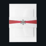Diamante Snowflake & Red Ribbon Winter Wedding Invitation Belly Band<br><div class="desc">Celebrate in style with these elegant wedding invitation belly bands. The matching wedding items can be found in the collection.</div>