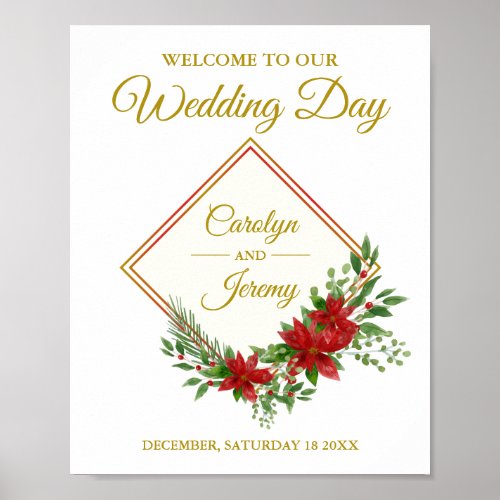 Diamod  Poinsettias Christmas Inspired Wedding Poster