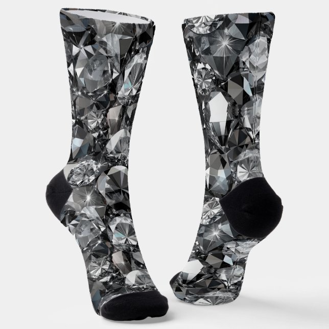 Diamon pattern glitter socks (Angled)