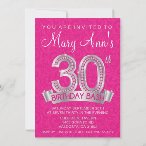 Diamond 30th Birthday Invitation