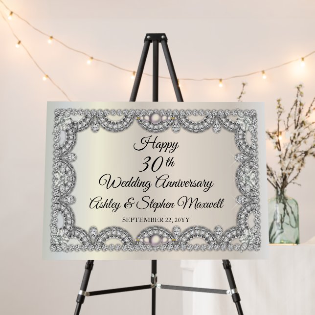 Diamond 30th Wedding Anniversary Party Foam Board (In Situ (Stand))