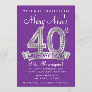 Diamond 40th Birthday Invitation - Milestone
