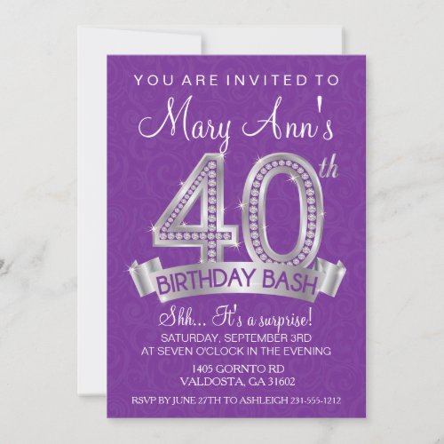 Diamond 40th Birthday Invitation _ Milestone