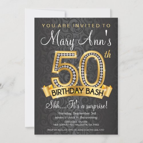 Diamond 50th Birthday Invitation