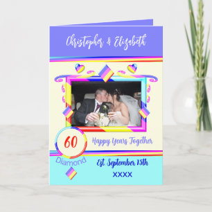 Diamond 60th anniversary add photo names purple card