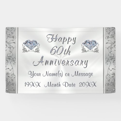 Diamond 60th Anniversary Banners Personalized Banner