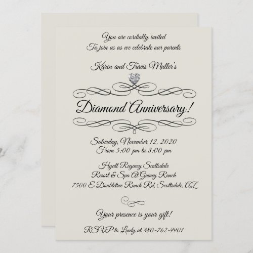 Diamond 60th Anniversary Celebration Invitation