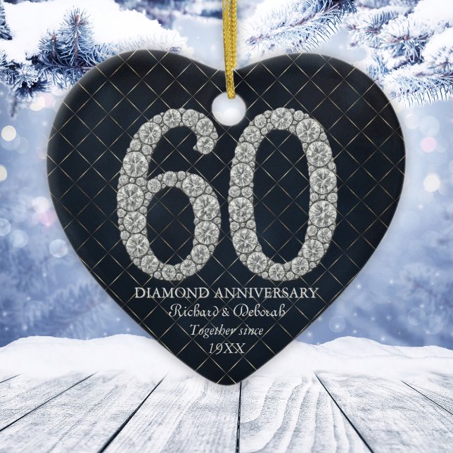 Diamond 60th Anniversary Custom Heart Ceramic Ornament (Diamond 60th Anniversary Custom Heart Ceramic Ornament
)