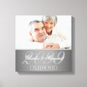 Diamond 60th Anniversary Damask 12x12 Photo Canvas Print