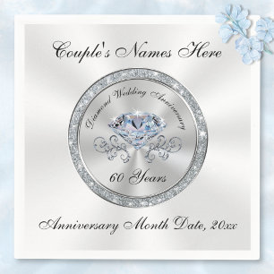 Diamond, 60th Anniversary Napkins Personalized