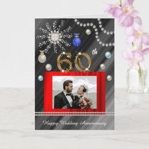 Diamond 60th Anniversary on Christmas   2 photos Card