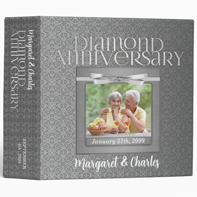 Diamond 60th Anniversary Photo Scrapbook 3 Ring Binder (Front/Spine)