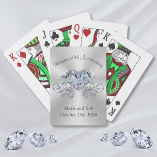 Diamond 60th Anniversary Playing Cards, Your Text Poker Cards