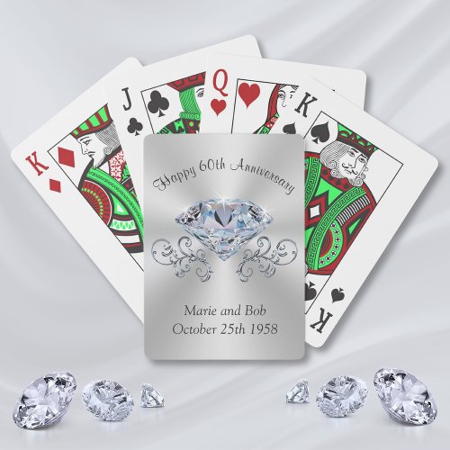 Diamond 60th Anniversary Playing Cards Your Text Poker Cards