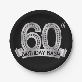 Diamond 60th Birthday Bash Paper Plates by AnnounceIt at Zazzle