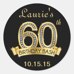 Diamond 60th Birthday Stickers Black