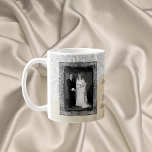 Diamond 60th Elegant Photo Wedding Anniversary Coffee Mug<br><div class="desc">White lace trim and off white satin background with two elegant frames,  one black and silver and the other stylishly elegant.  *Customizable templates are created for you!</div>