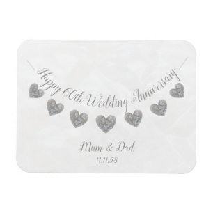 Diamond 60th mom & dad wedding anniversary magnet