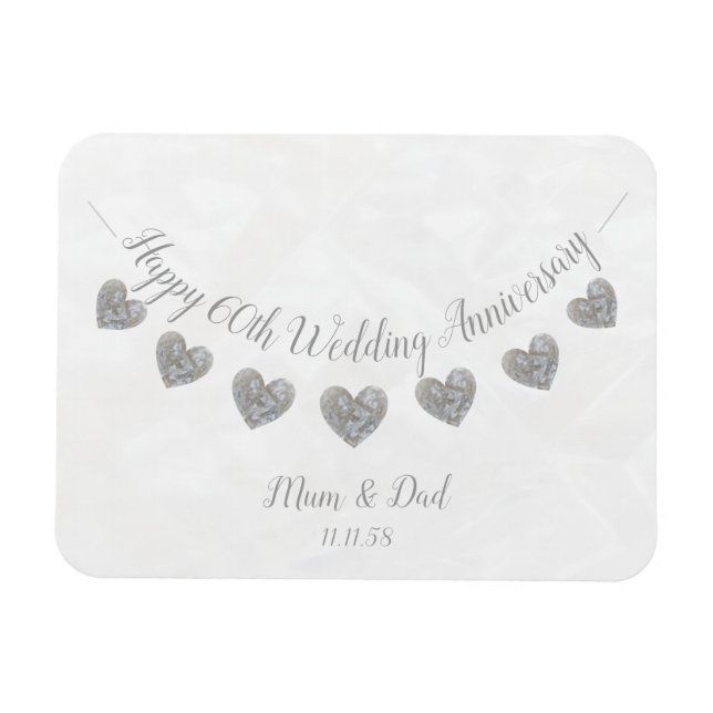 Diamond 60th mom & dad wedding anniversary magnet (Horizontal)
