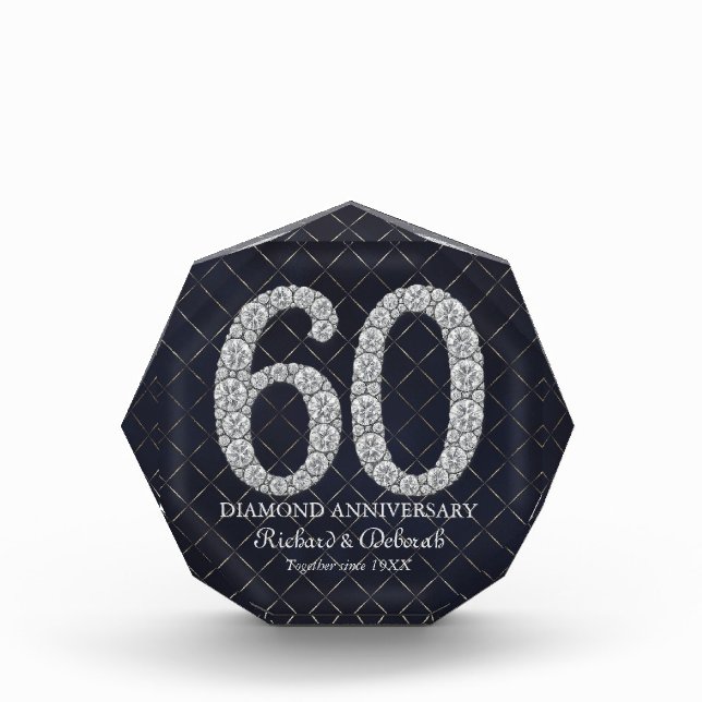Diamond 60th Wedding Anniversary Acrylic Award (Front)