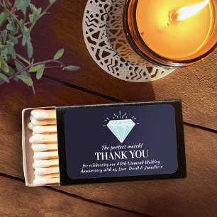Diamond 60th wedding anniversary blue favor matchboxes