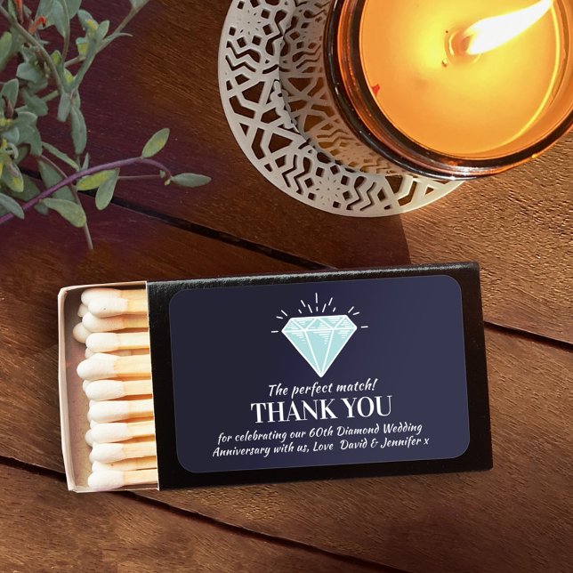 Diamond 60th wedding anniversary blue favor matchboxes (Creator Uploaded)