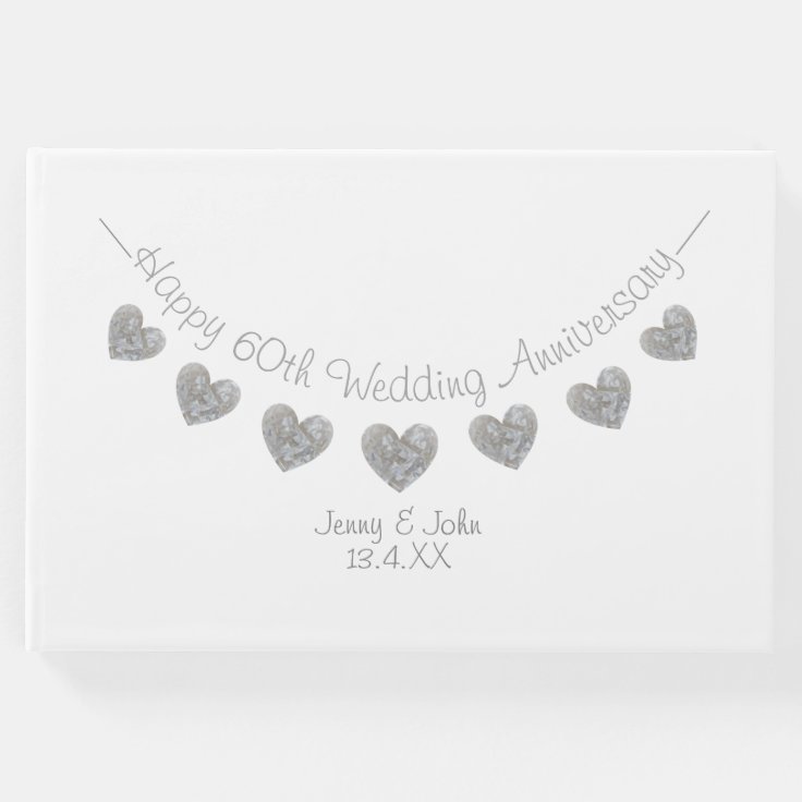Diamond 60th wedding anniversary bunting guest book Zazzle