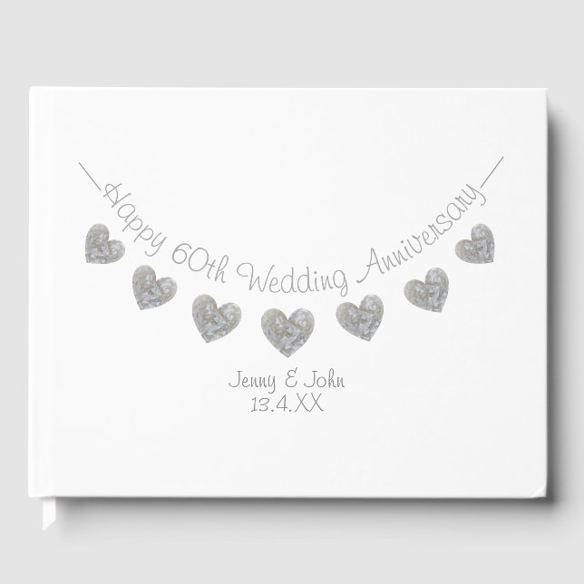 Diamond 60th wedding anniversary bunting guest book (Front)
