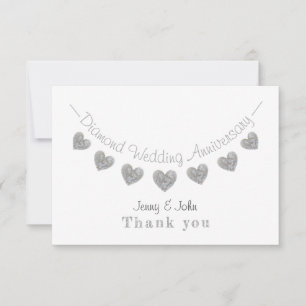 Diamond 60th wedding anniversary bunting thank you card