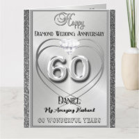 Diamond 60th Wedding Anniversary Card For Husband 