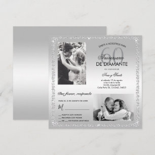 Diamond 60th Wedding Anniversary Double Photo  Invitation