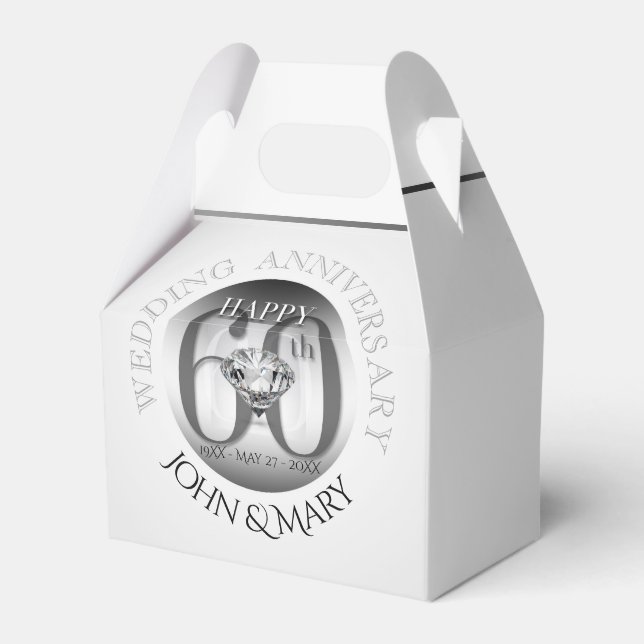 Diamond 60TH Wedding Anniversary Gable Favor Box (Front Side)