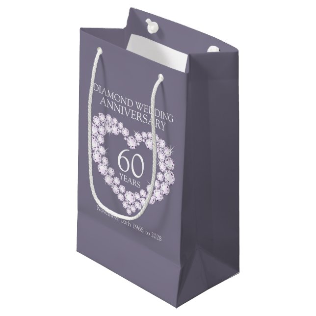 Diamond 60th wedding anniversary gray photo bag (Front Angled)
