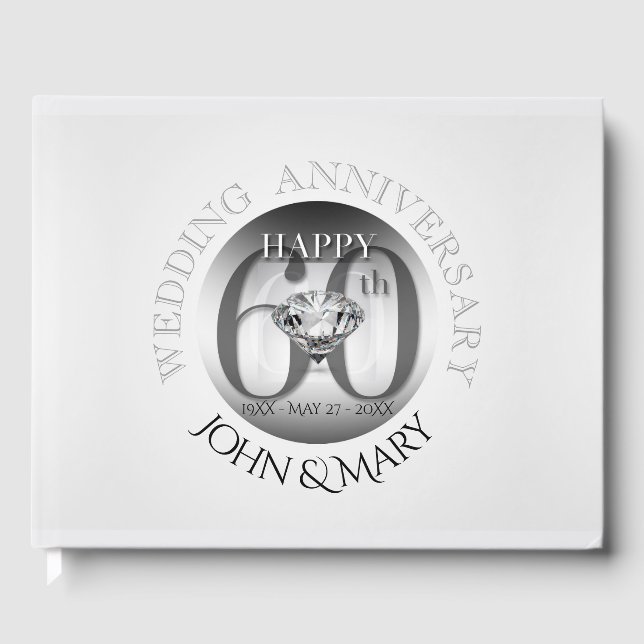 Diamond 60th Wedding Anniversary Guest Book (Front)