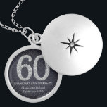 Diamond 60th Wedding Anniversary Locket Necklace<br><div class="desc">Diamond 60th wedding anniversary locket necklace personalized with the couple's names and the marriage date. Design with a black background. Ideal marriage anniversary gift for the wife.</div>