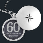 Diamond 60th Wedding Anniversary Locket Necklace<br><div class="desc">Diamond 60th wedding anniversary locket necklace personalized with the couple's names and the marriage date. Design with a black background. Ideal marriage anniversary gift for the wife.</div>
