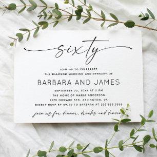 Diamond 60th Wedding Anniversary. Minimalist Photo Invitation